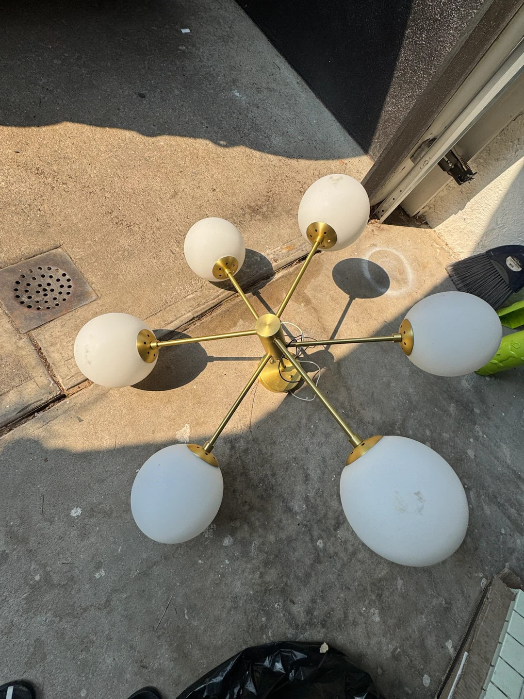 Brass Sputnik Chandelier with White Globe Shades - photo 2