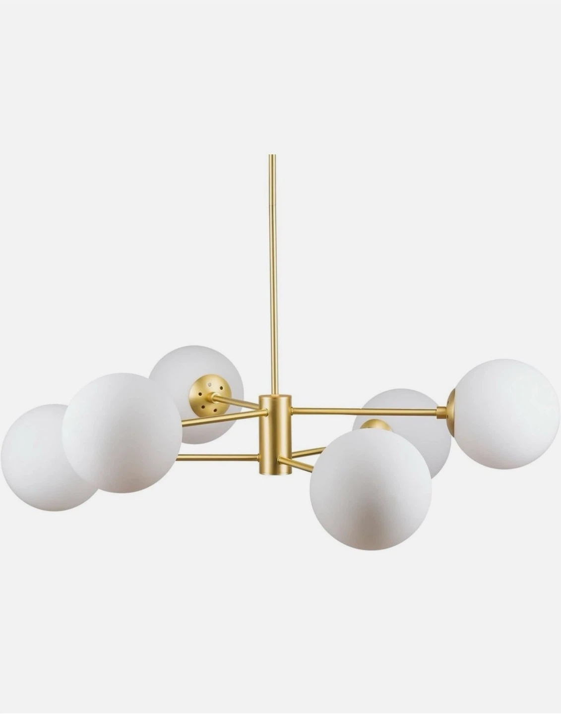 Brass Sputnik Chandelier with White Globe Shades - photo 3