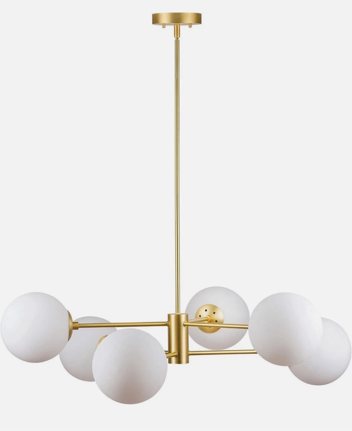 Brass Sputnik Chandelier with White Globe Shades - photo 4