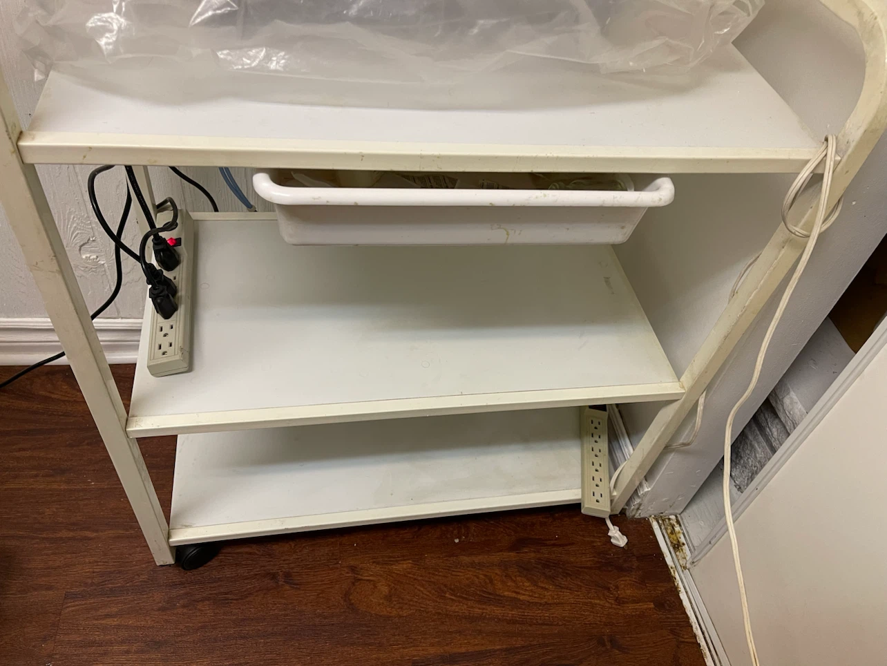 White 3-Tier Rolling Cart for Beauty sap use