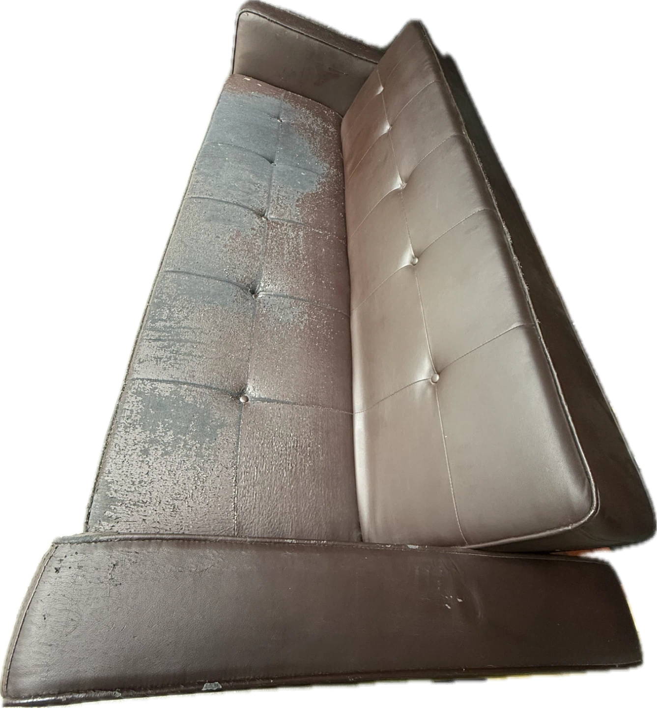 Brown Faux Leather Modern Sofa Sleeper - Needs Work - photo 2