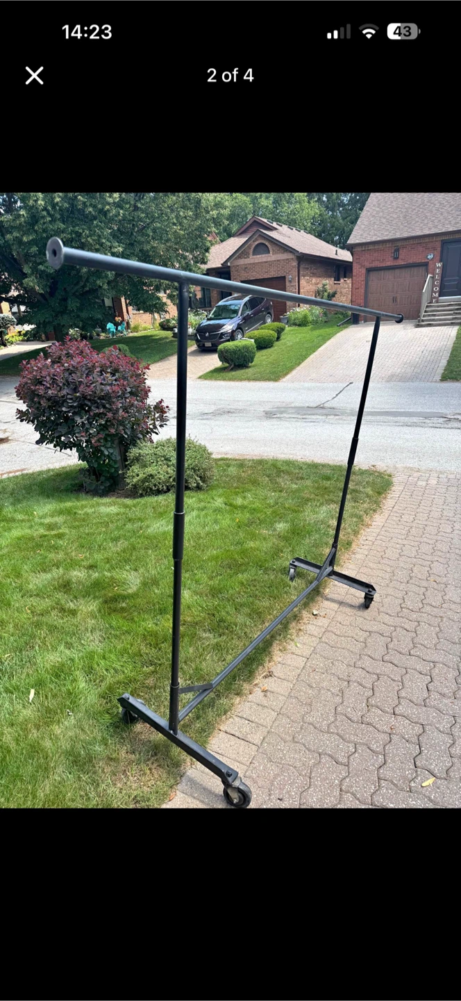 Black Rolling Garment Rack adjustable height