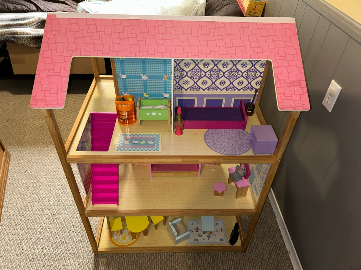 Large Dollhouse with Assorted Furniture