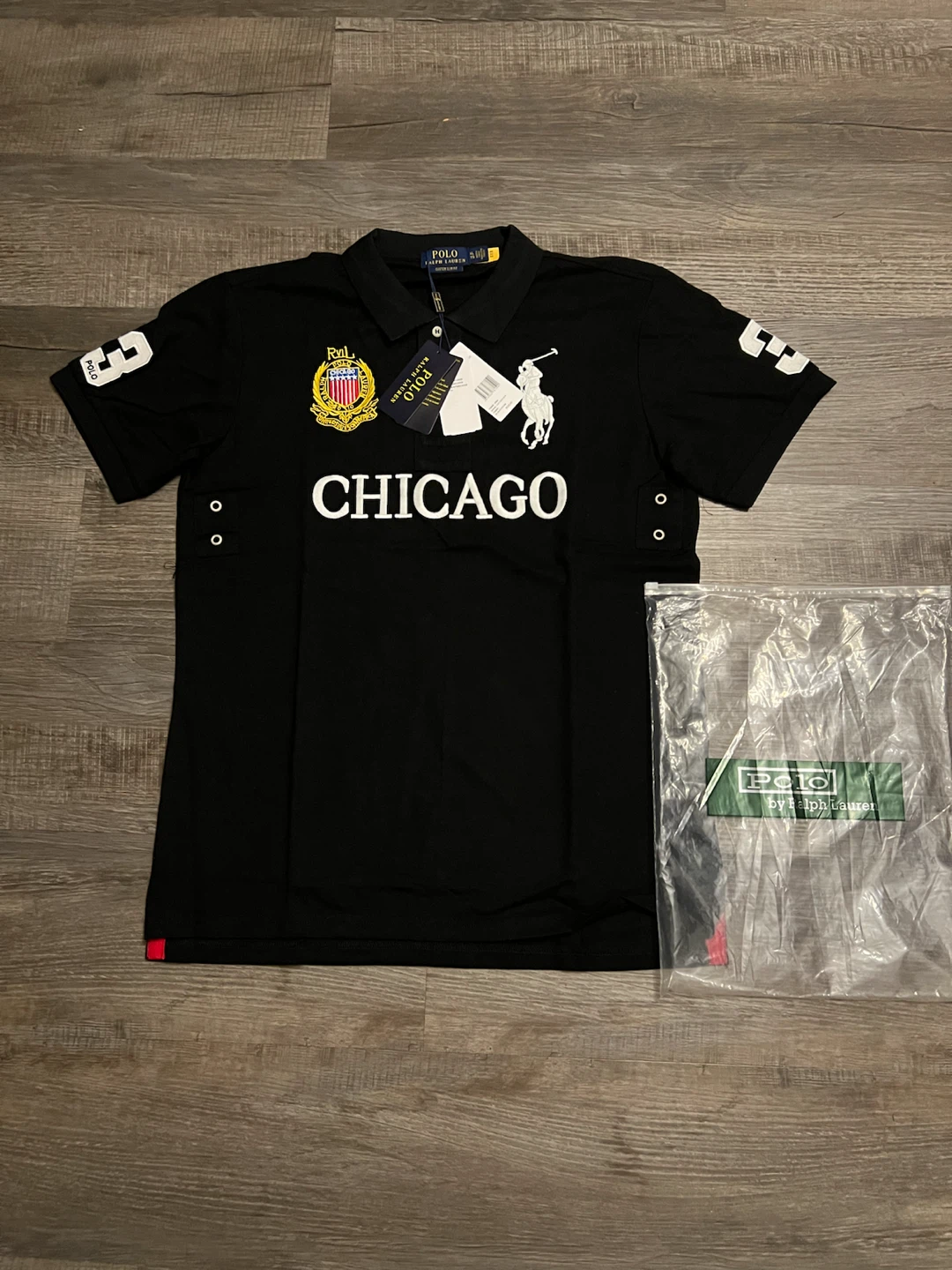 Polo Ralph Lauren Chicago Custom Fit Polo Shirt XL Black