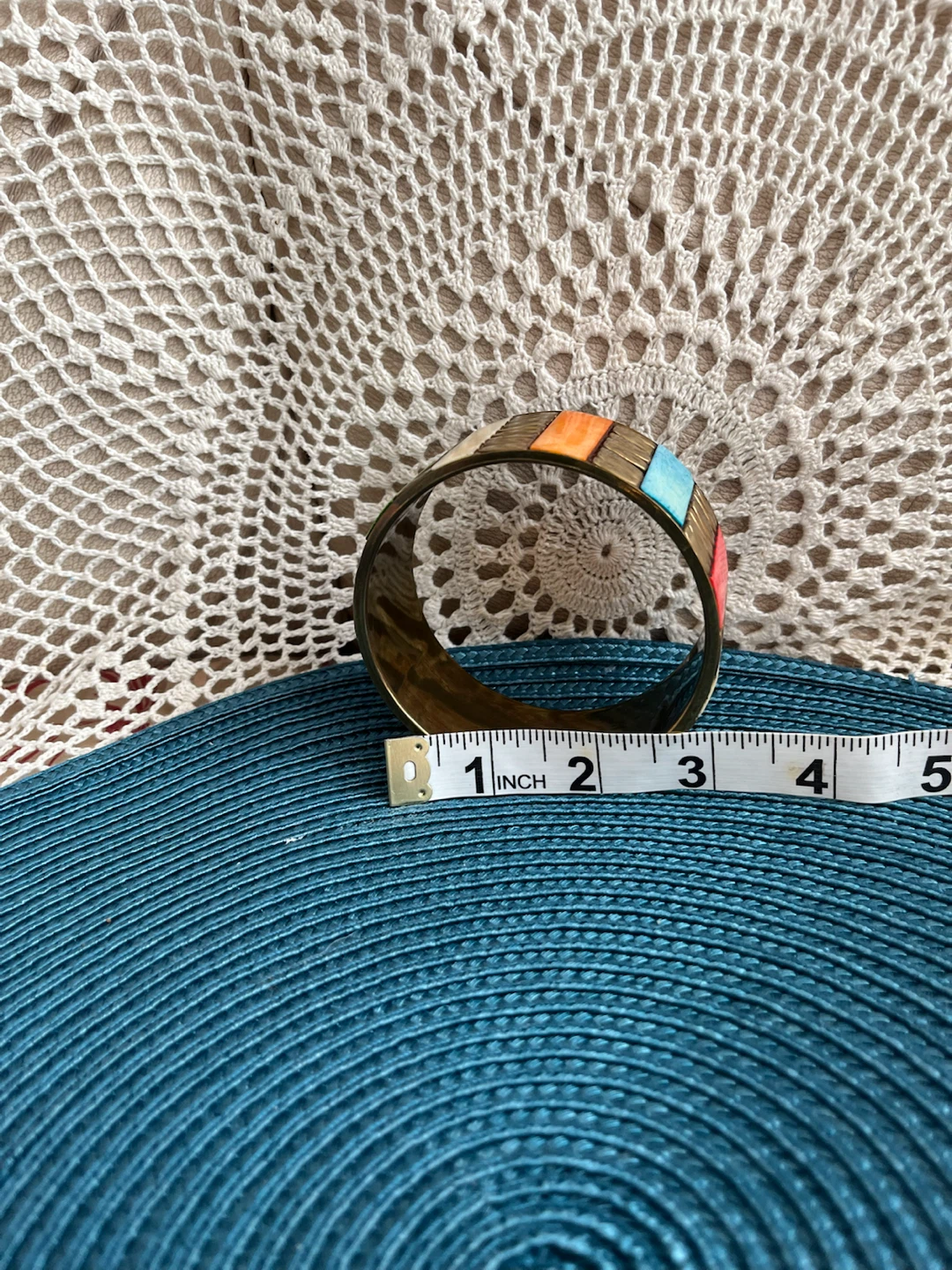 Vintage Multicoloured Brass Bangle - photo 2