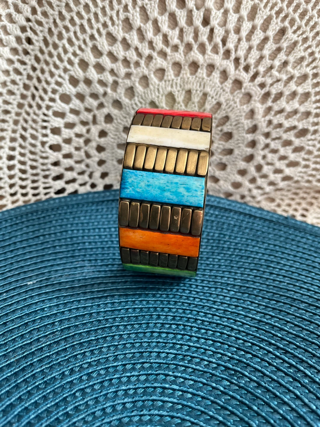 Vintage Multicoloured Brass Bangle - photo 3