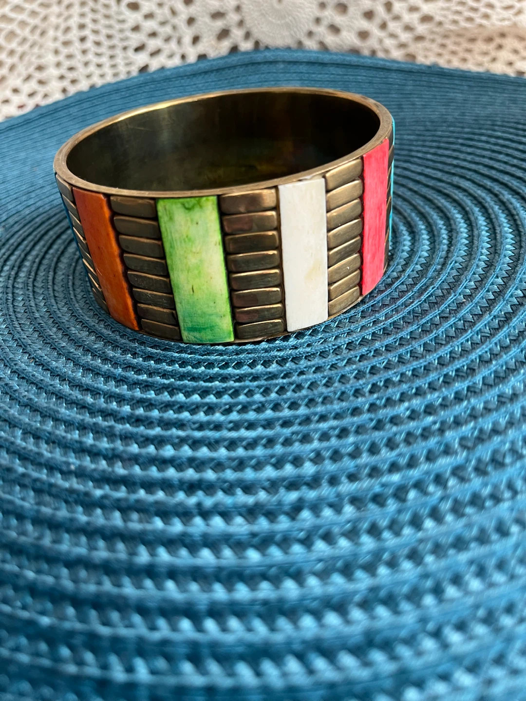 Vintage Multicoloured Brass Bangle - photo 4