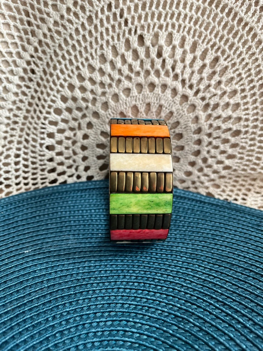 Vintage Multicoloured Brass Bangle - photo 5