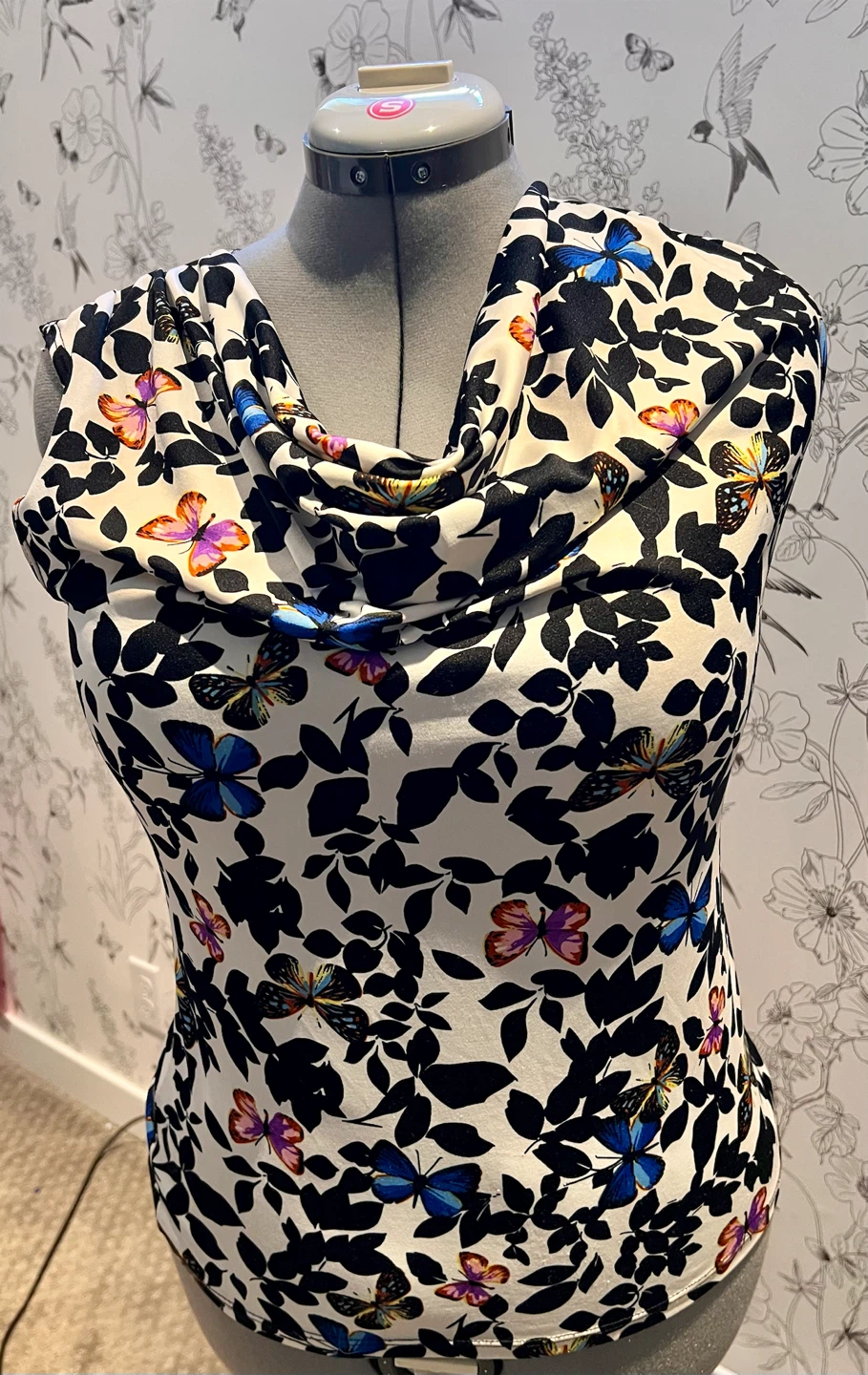 Women's Cowl Neck Butterfly Print Top