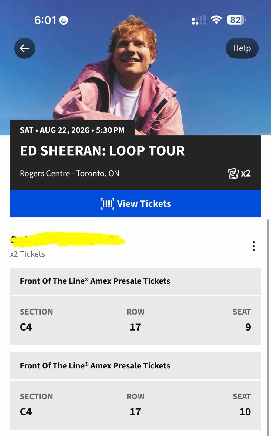 Ed Sheeran Tickets - August 22, 2026