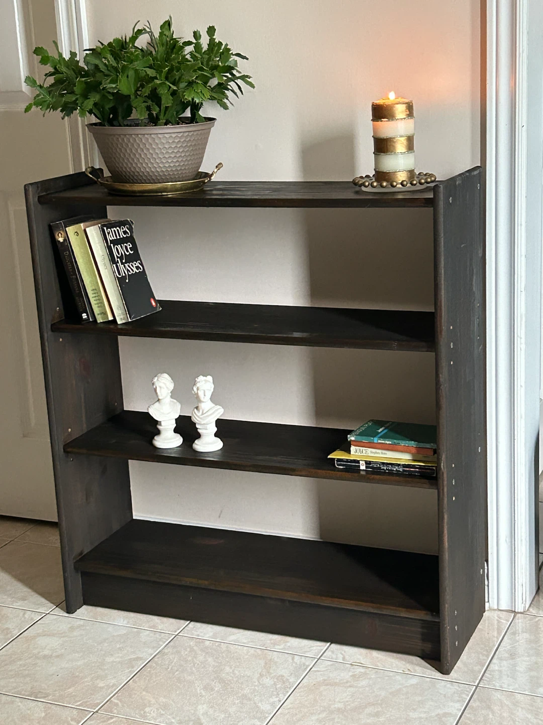 Dark Wood 3-Shelf Bookcase