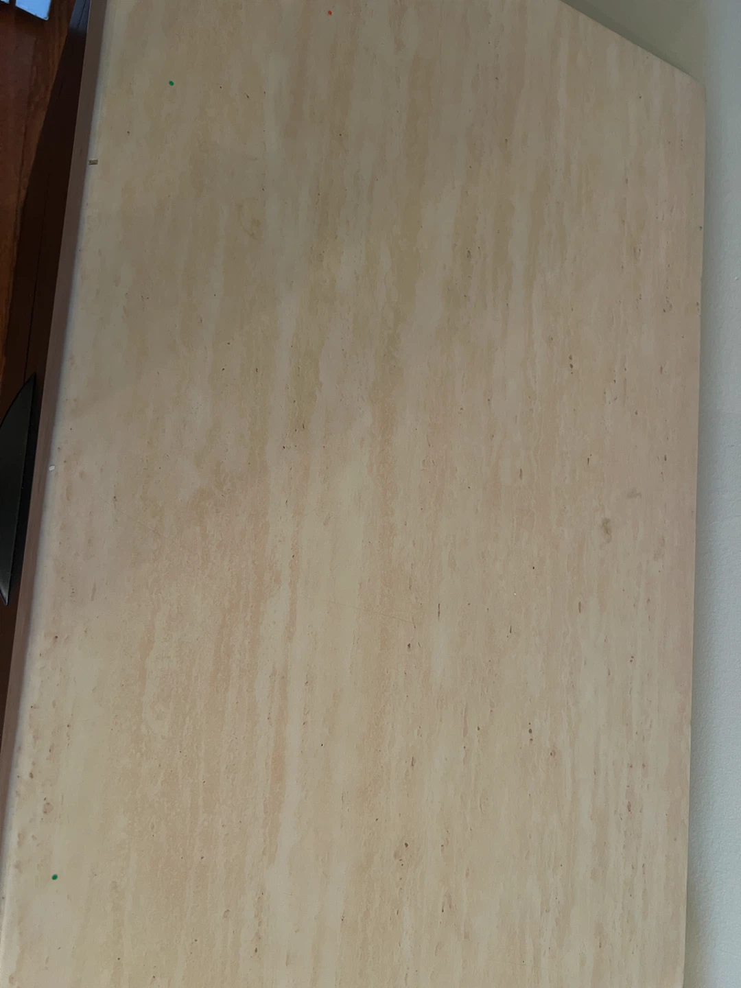 Set of 2 Dark Wood Nightstands with Travertine Tops - photo 5
