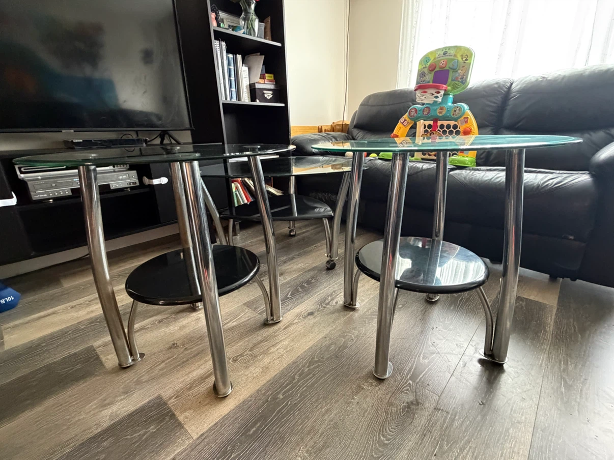 Glass top coffee table set - photo 2