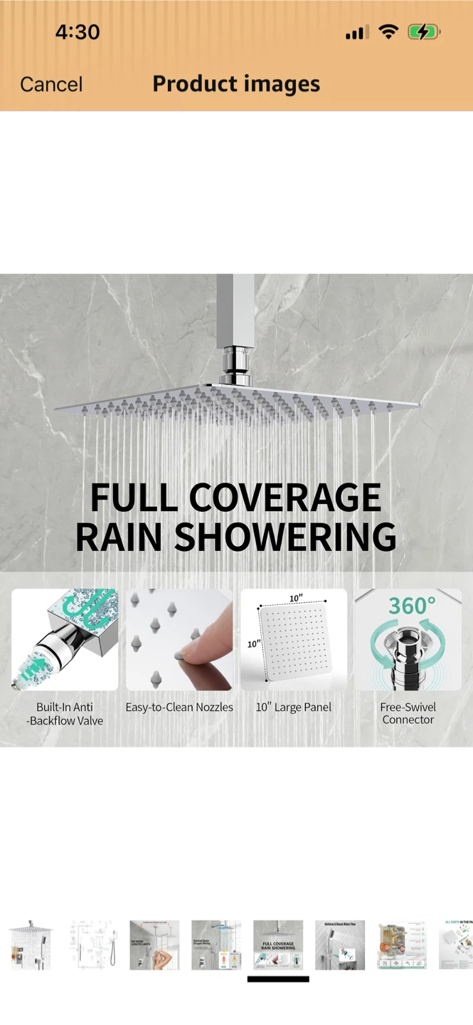 New-10-Inch Square Rain Shower Head with Handheld Sprayer Set - photo 2