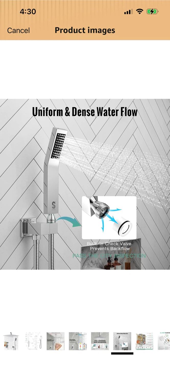 New-10-Inch Square Rain Shower Head with Handheld Sprayer Set - photo 3