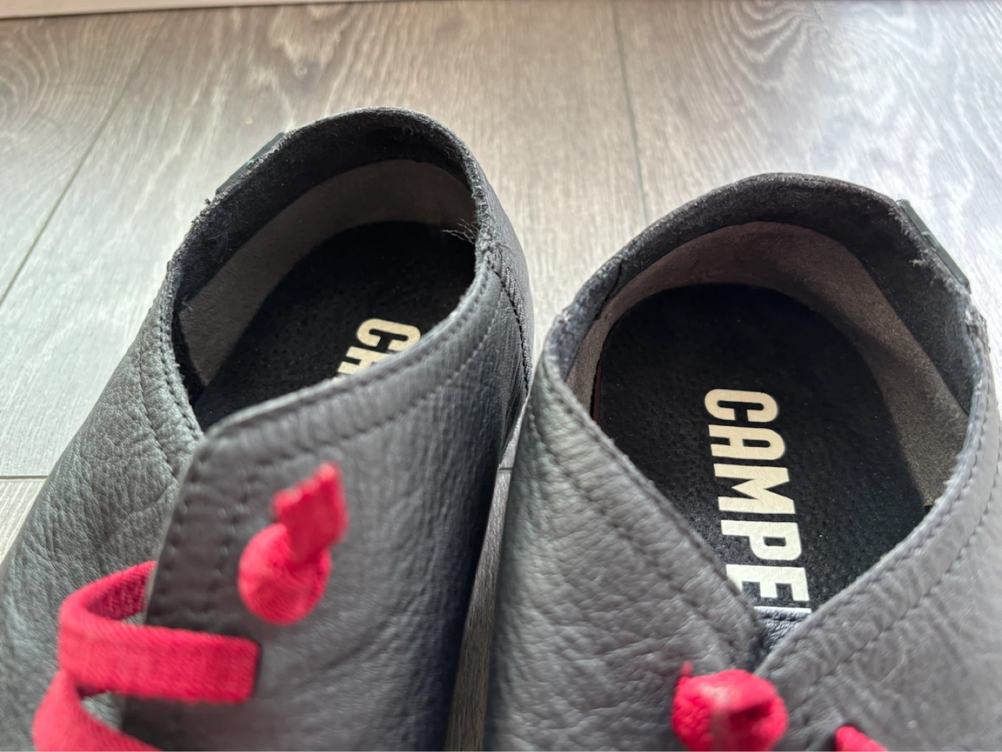 Camper Classic Black Leather Shoes with Red Laces - photo 3