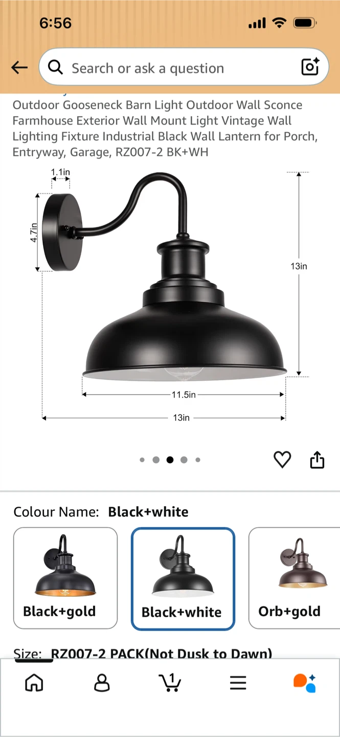 Brand New-Outdoor Gooseneck Barn Light Fixture - (2 Pack)