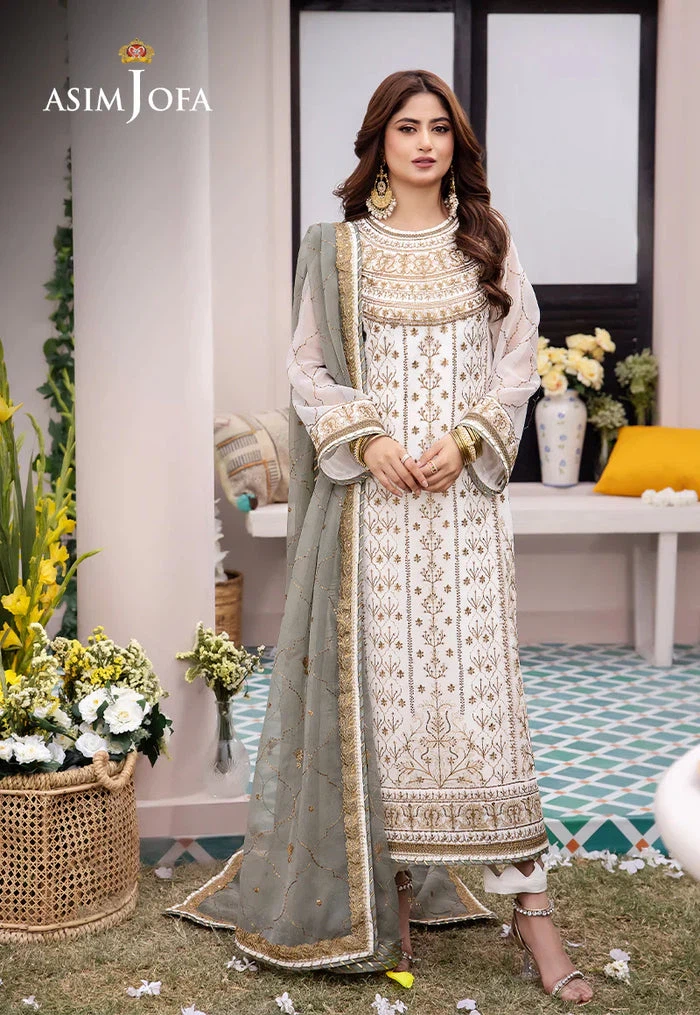 Asim Jofa White Embroidered Suit