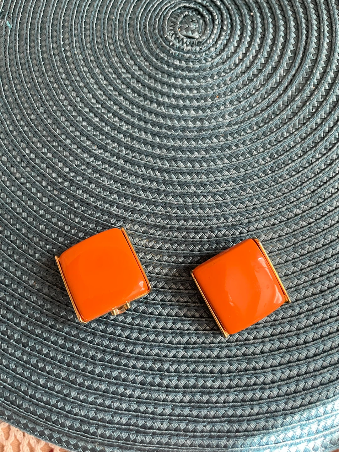 Vintage Caramel Colour Square Clip-On Earrings
