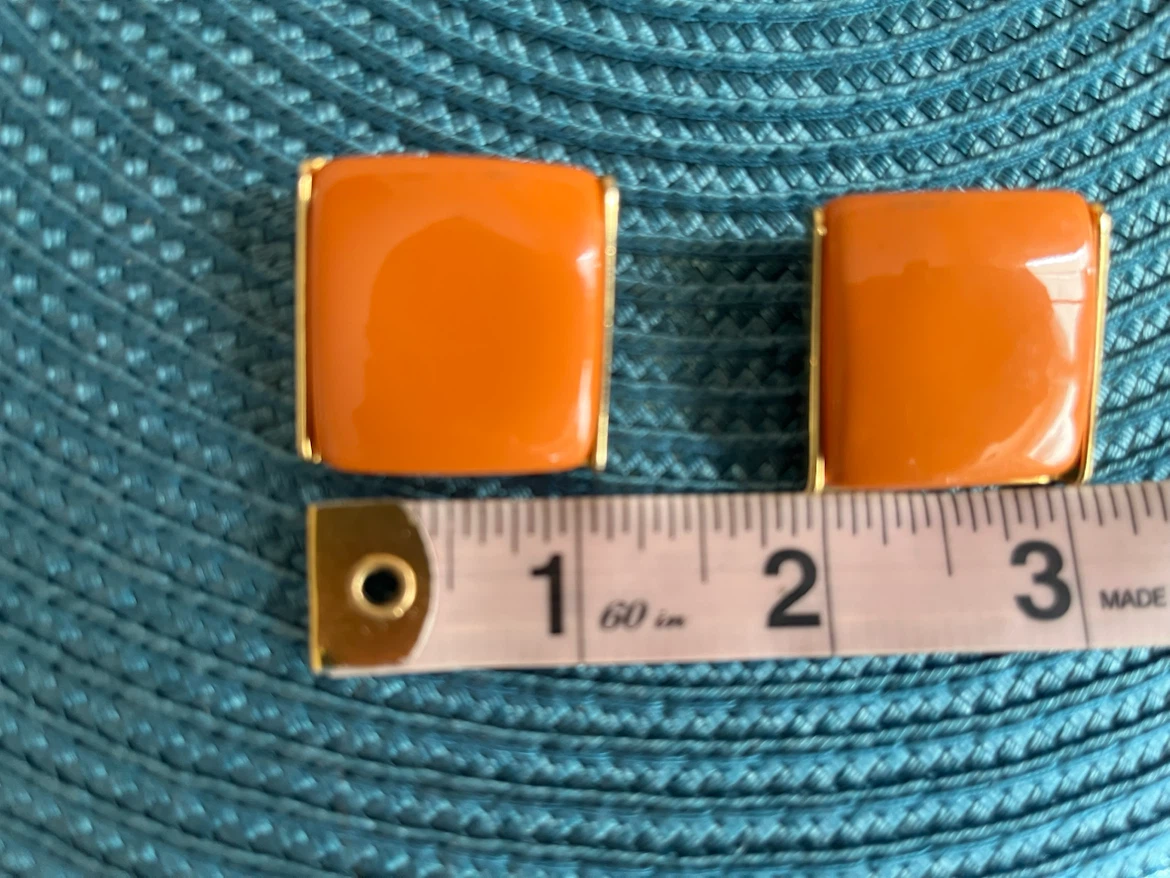Vintage Caramel Colour Square Clip-On Earrings - photo 2