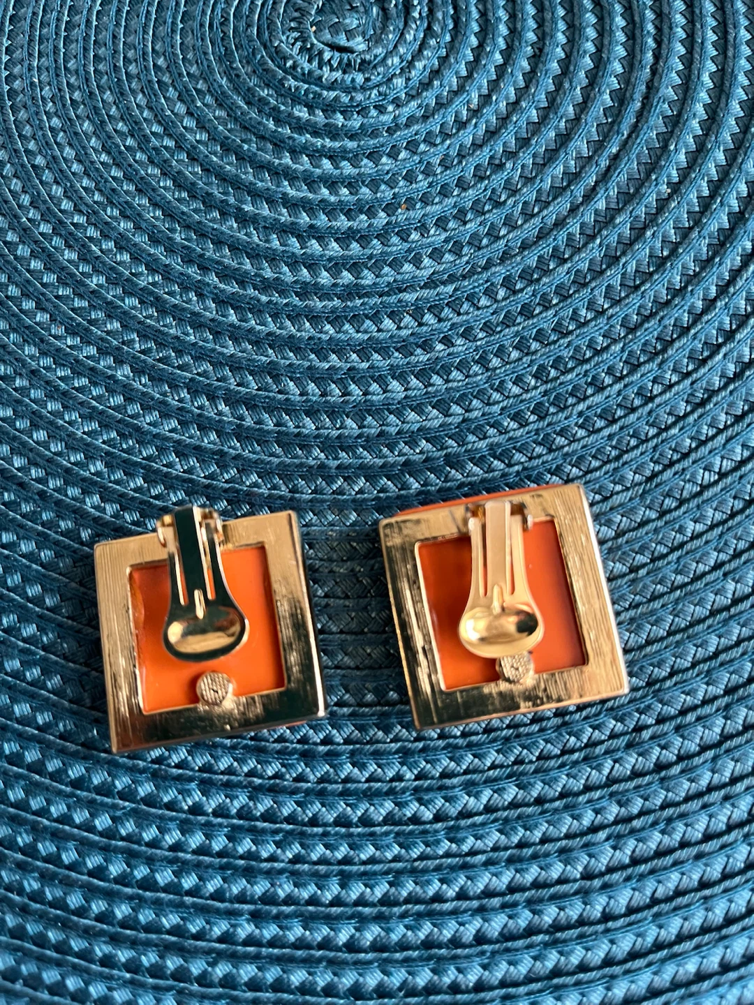 Vintage Caramel Colour Square Clip-On Earrings - photo 5