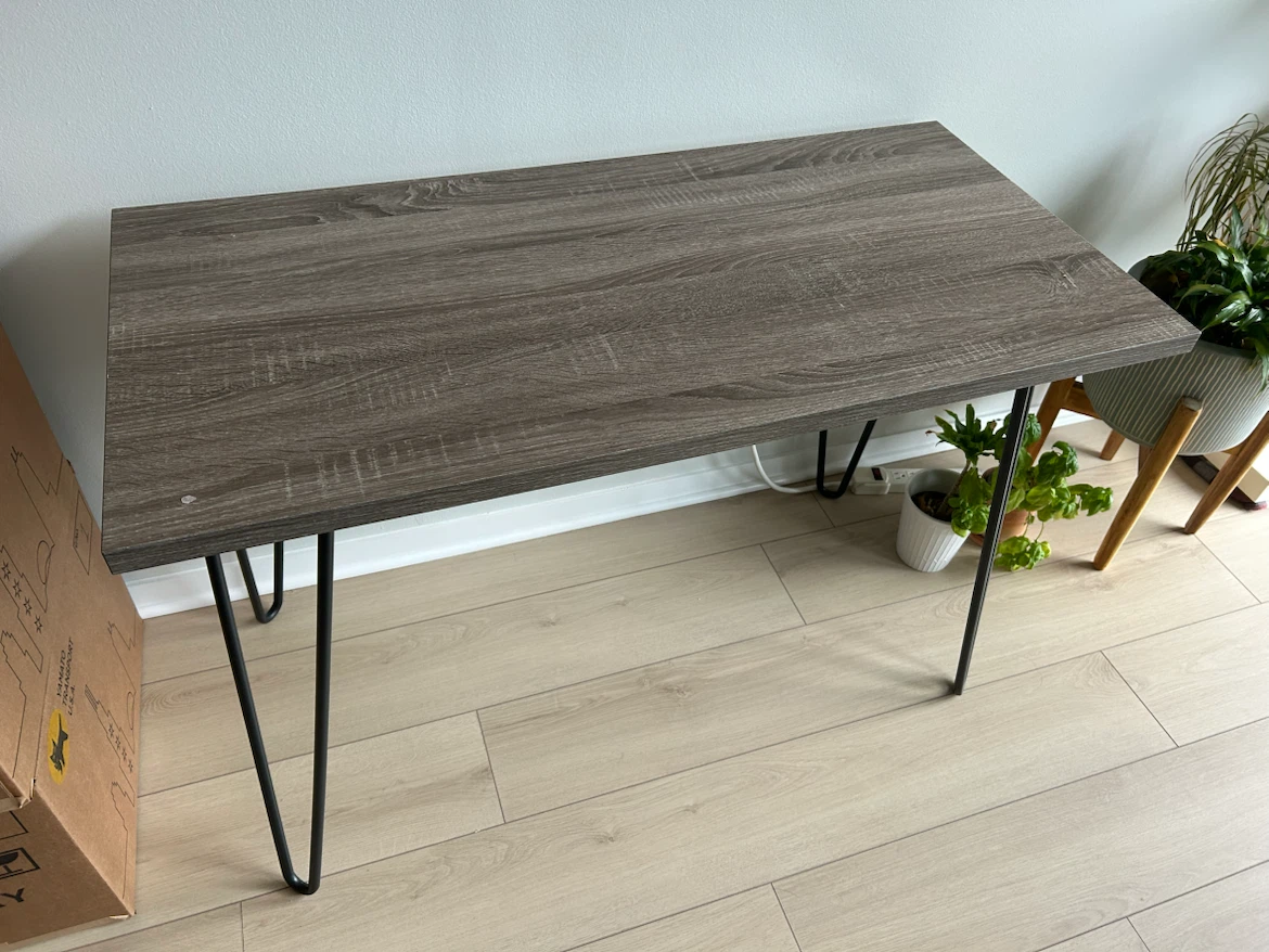Wood Grain Desk with Metal Legs