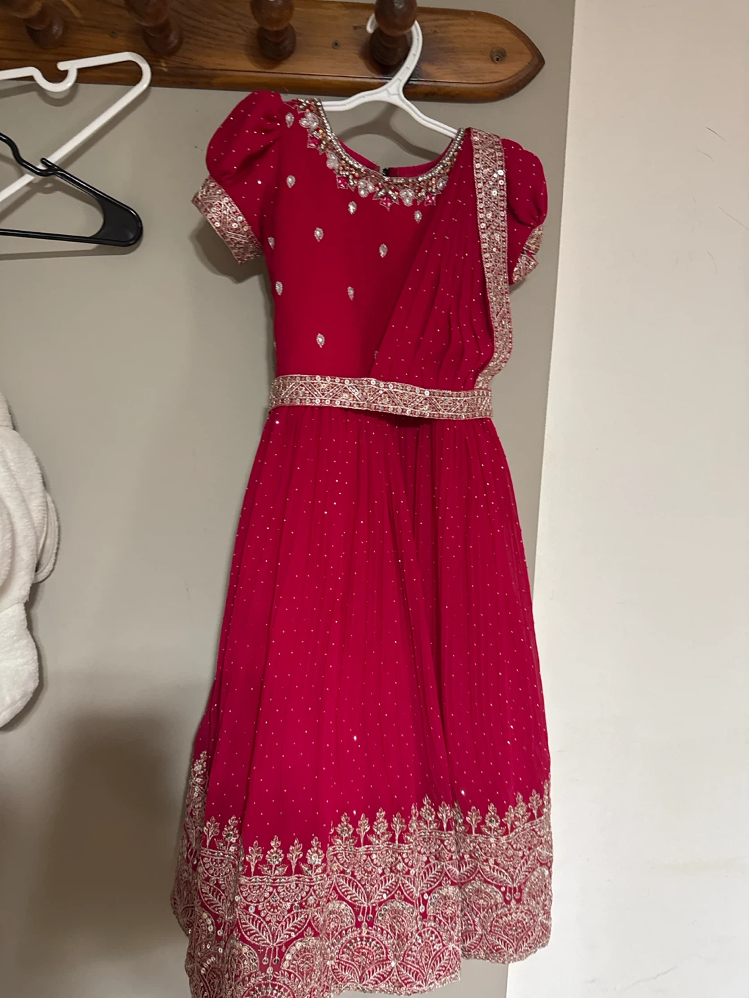 Girls' Red Sequined Party Dress