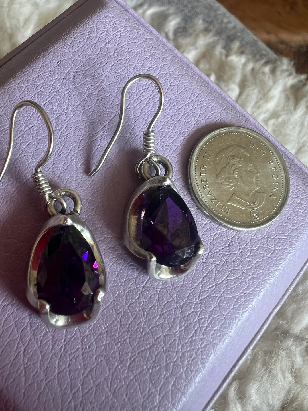 Silver Teardrop Amethyst Earrings - photo 2