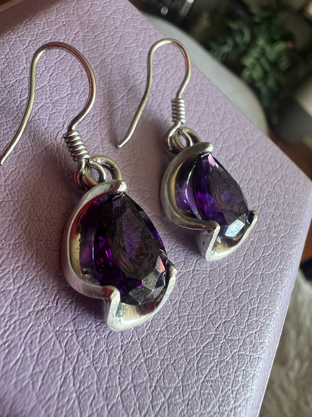 Silver Teardrop Amethyst Earrings - photo 4