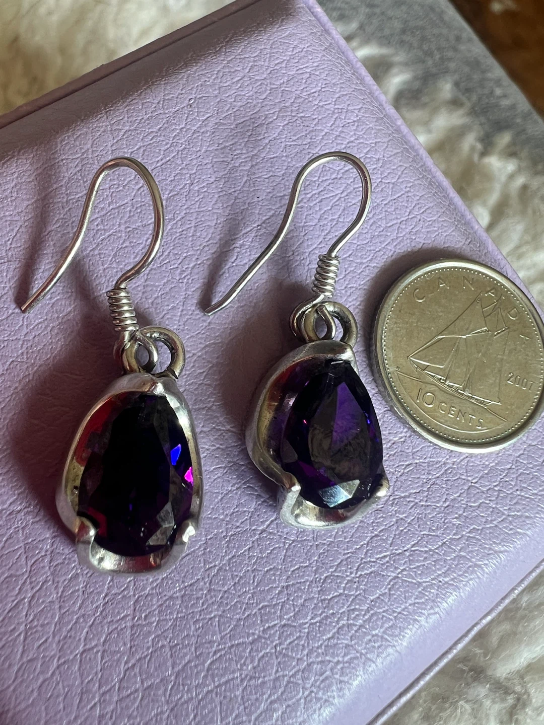 Silver Teardrop Amethyst Earrings - photo 5