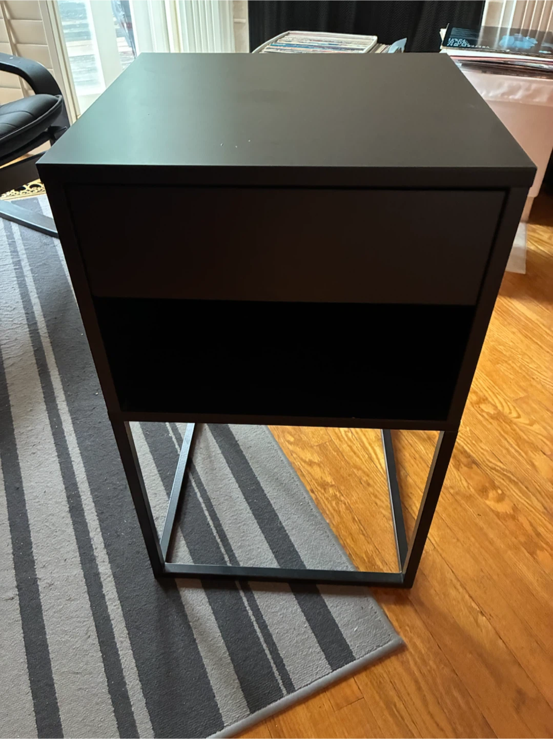 Black Bedside Table with Drawer