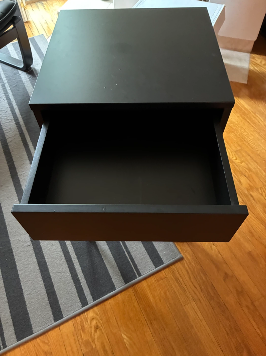 Black Bedside Table with Drawer - photo 3