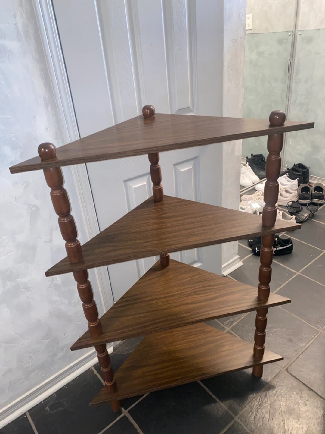 Wooden Corner Shelf Unit