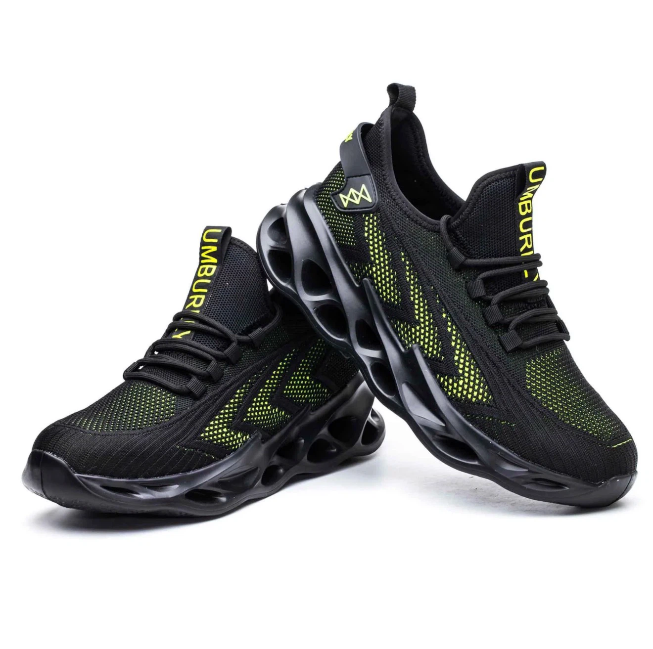 UMBURI Men's Black & Yellow work  Shoes