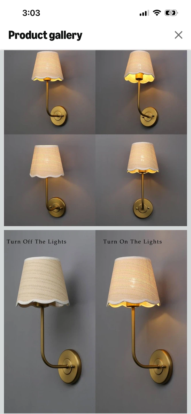 Brand New Gold Metal Wall Sconce with Rattan Shade - photo 2