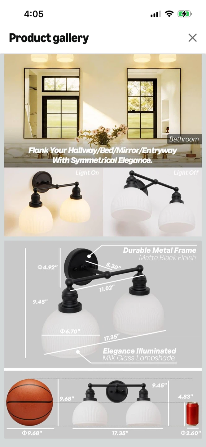 Brand New 2-Light Black Milk Glass Sconce Vanity Light - photo 2
