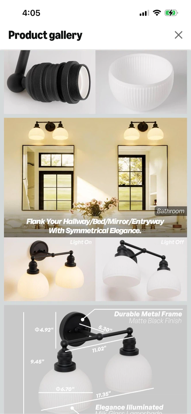 Brand New 2-Light Black Milk Glass Sconce Vanity Light - photo 3