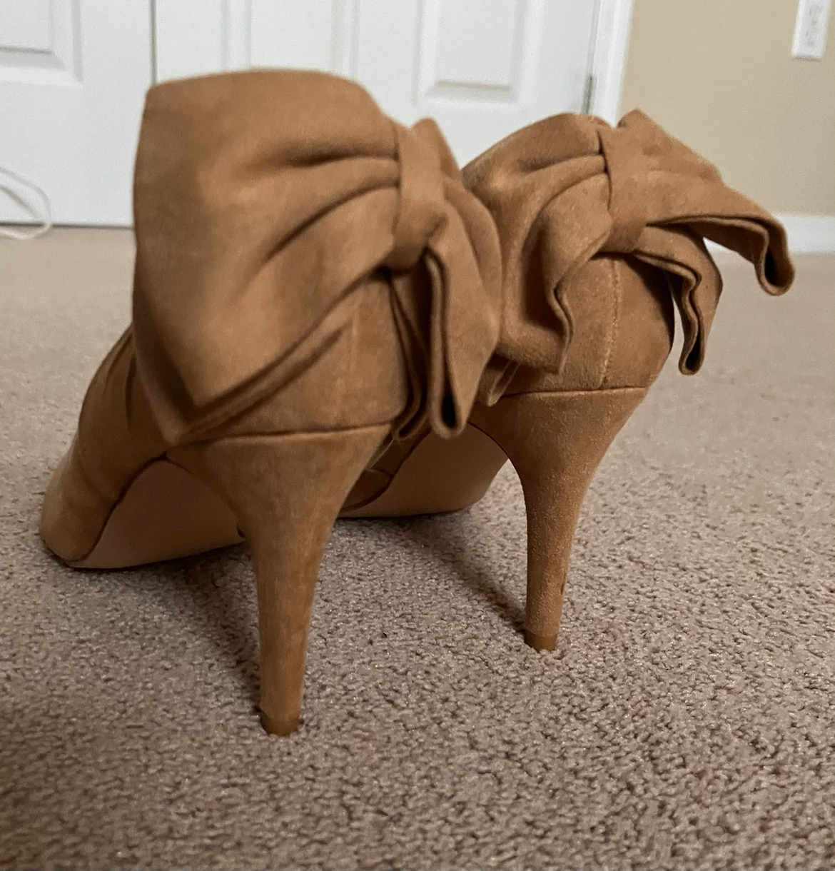Tan Suede Bow Heels