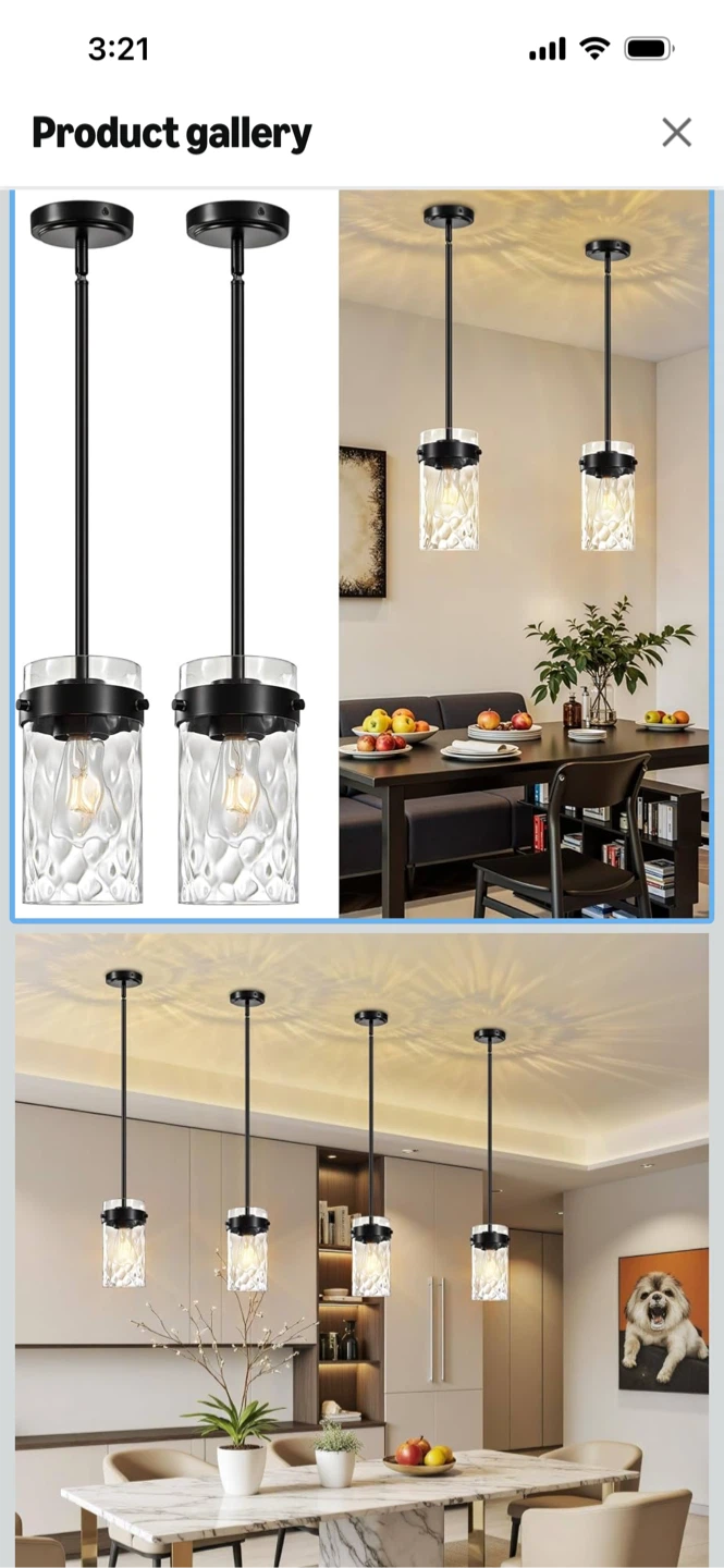 Brand New-Black Pendant Light with Hammered Glass Shade - photo 2