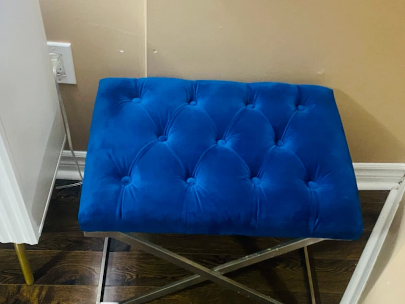 Tufted Velvet 2 Ottoman Bench - Royal Blue