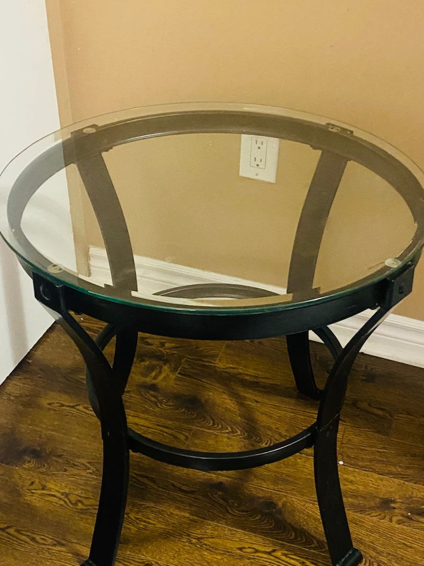 Round Glass Top Side Table