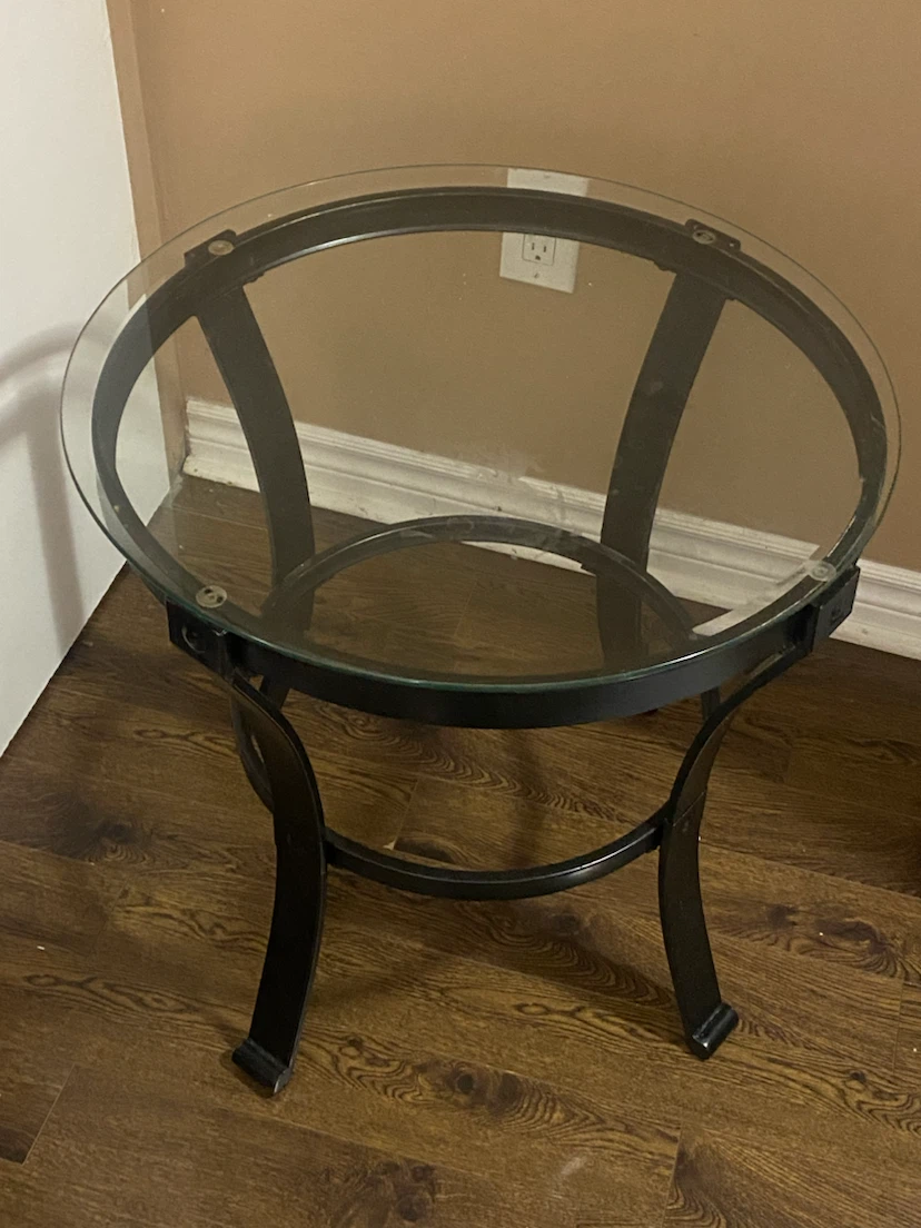 Round Glass Top Side Table - photo 3