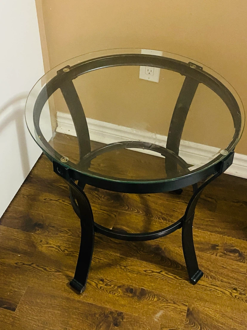 Round Glass Top Side Table - photo 4