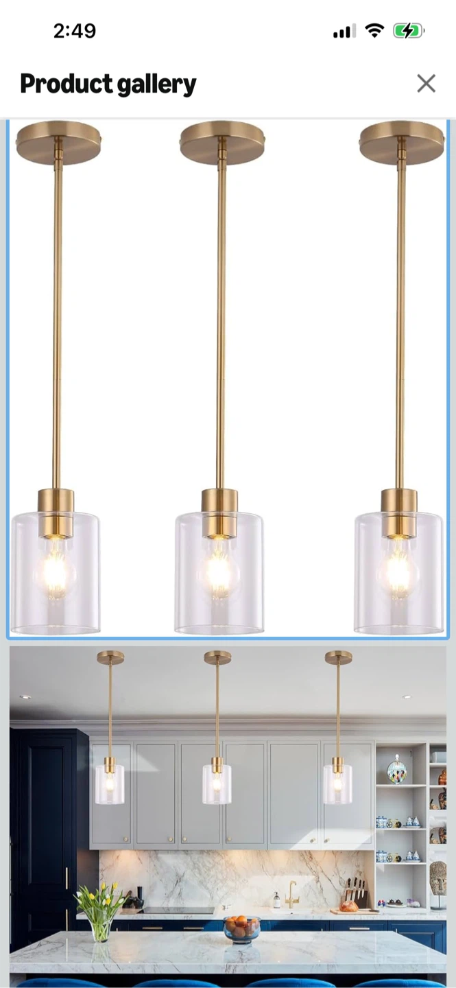 Brand New KLSS Brass Rod Glass Pendant Lights (3 Pack)