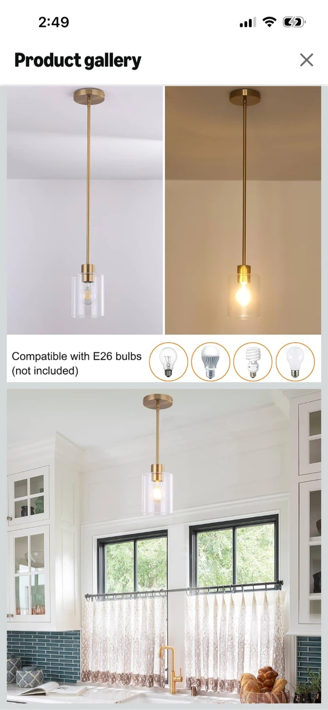 Brand New KLSS Brass Rod Glass Pendant Lights (3 Pack) - photo 3