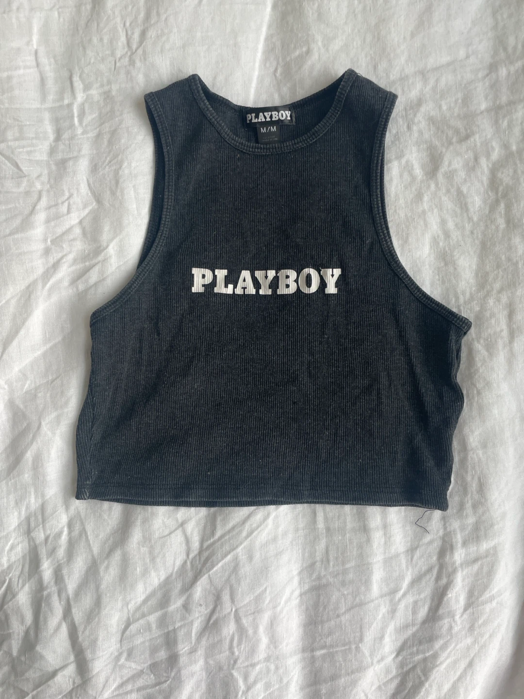 Black Playboy Cropped Tank