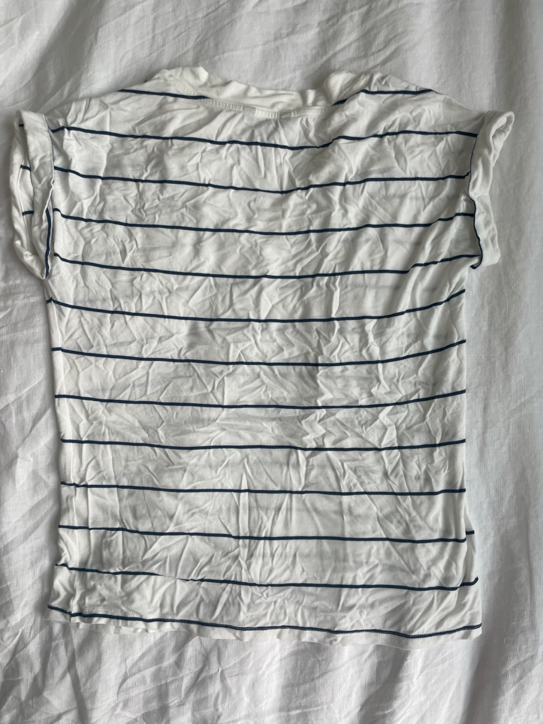 White & Navy Striped V-Neck T-Shirt - photo 2