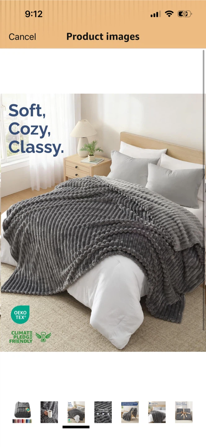 New-Bedsure Super Soft Fleece Throw Blanket - Dark Grey