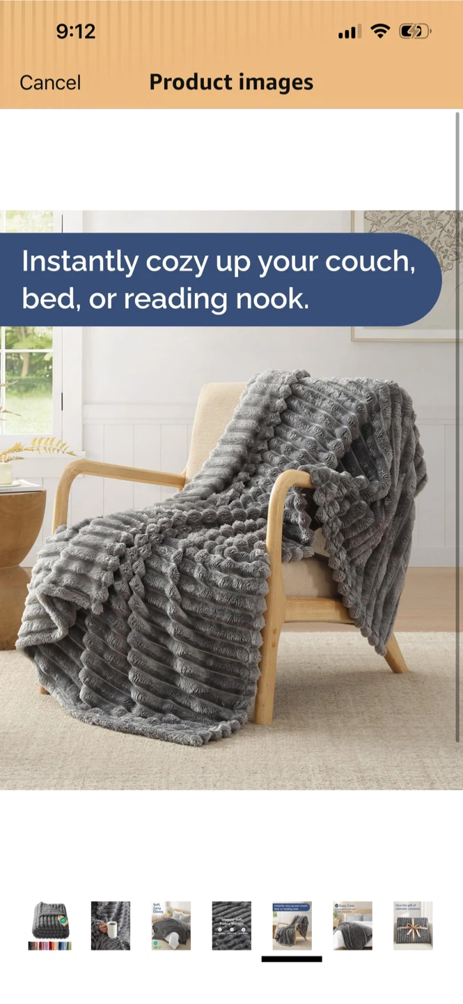 New-Bedsure Super Soft Fleece Throw Blanket - Dark Grey - photo 3