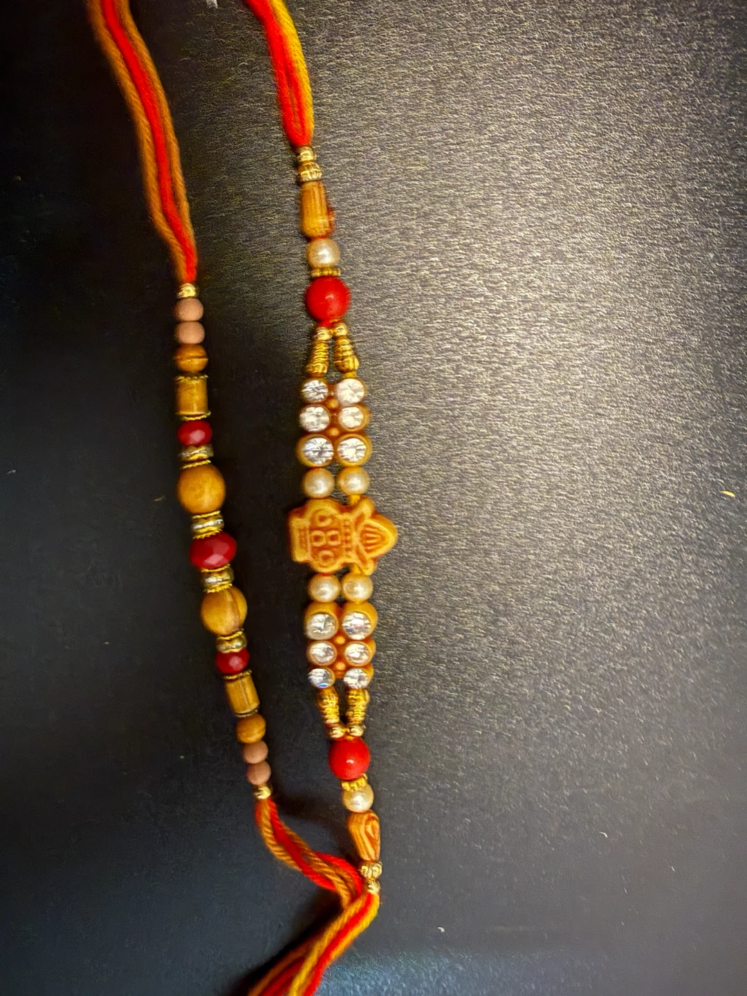 Decorative Rakhi Bracelet with Beads and Rhinestones